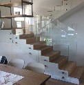 Tempered laminated glass railing, point fixed