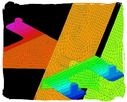 Modello FEM (agli elementi finiti) di scala in acciaio inox e gradini in vetro. Glass Engineering, Ingegneria del Vetro