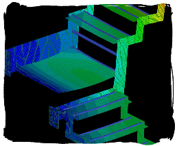 Calcolo strutturale di scala fatta con coscali inox e ringhiera e gradini in vetroi stratificato di sicurezza, temprato. Glass Engineering, Ingegneria del Vetro
