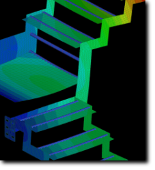 Stato di deformazione di una scala in acciaio inox e vetro a seguito di una analisi strutturale tramite il metodo degli elementi finiti