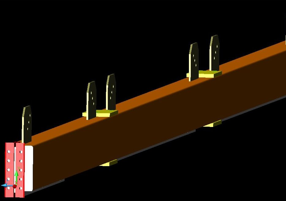 BIM detail of the joint connecting diagonal bracing to the main lattice beam, Lodi steel structure