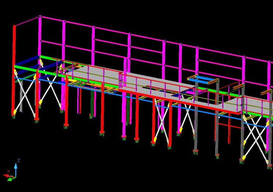 Overall BIM model of a multi-storey steel structure with lattice beams and bracing, Vetroprogetti project in Lodi